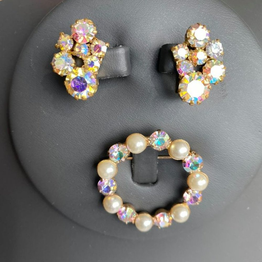 💋 4 FOR $50 /VINTAGE TRIAD EARRINGS & BROOCH (VGUC) - Picture 7 of 7